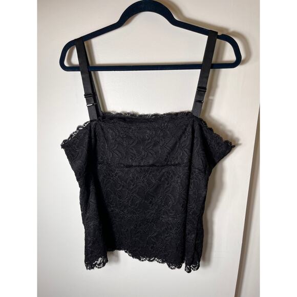 Black‎ Lace Cami Tank Top Women’s Size XL Lined Adjustable Spaghetti Straps - Picture 2 of 9